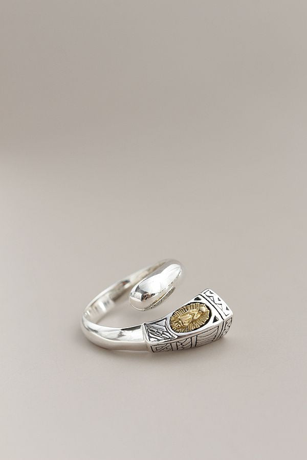 925 Sterling Silver Ring Retro Style Incorporates Religious Elements Mary Motif Design Is Simple And Unisex Open Ring