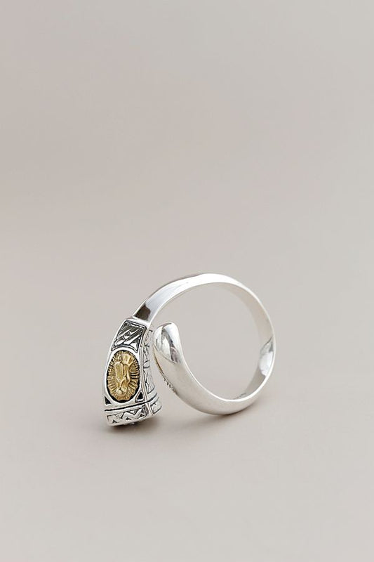 925 Sterling Silver Ring Retro Style Incorporates Religious Elements Mary Motif Design Is Simple And Unisex Open Ring