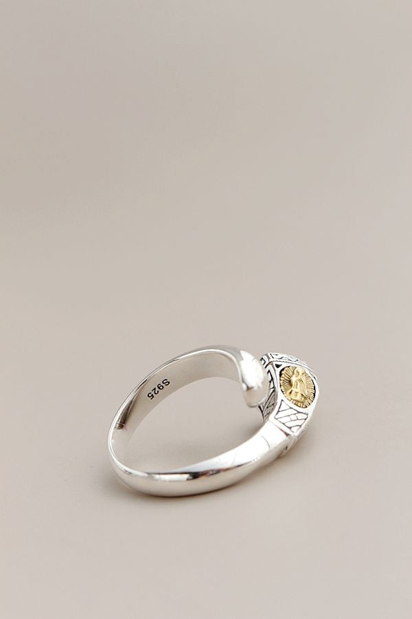 925 Sterling Silver Ring Retro Style Incorporates Religious Elements Mary Motif Design Is Simple And Unisex Open Ring