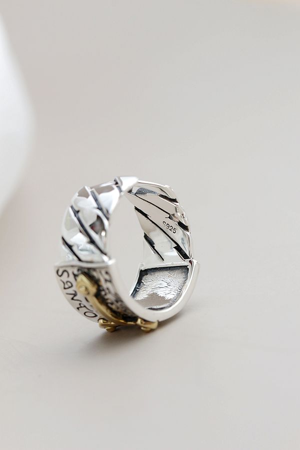 925 Sterling Silver Ring Geometric Design Cross Open Ring Retro Style Jewelry Gifts