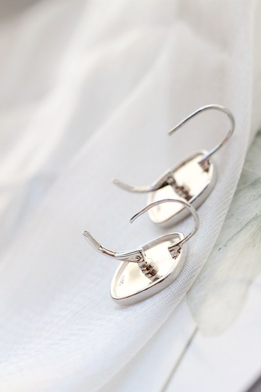 925 Sterling Silver Earrings Lady Retro Style Charm Inlaid Natural Black Agate Square Earring