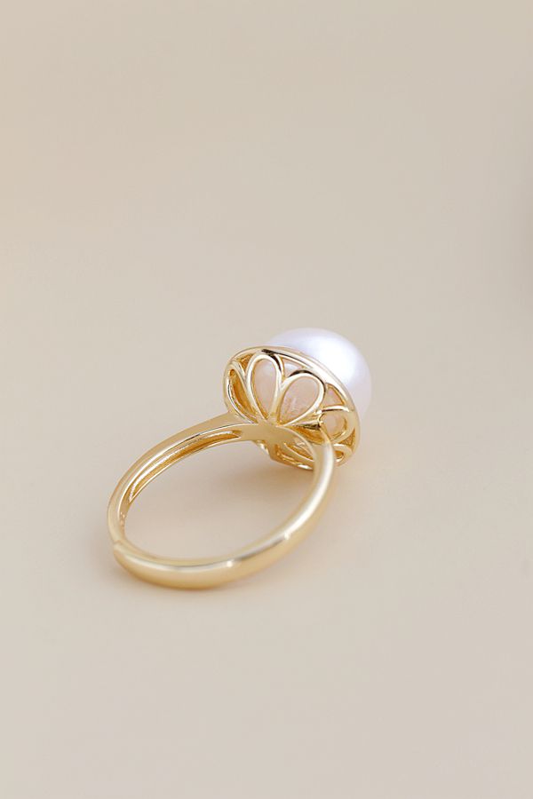 Authentic 925 Sterling Silver Rings Inlaid Natural Pearl 18K Gold Plated Fashion Women Open Adjustable Ring Jewelry Gift