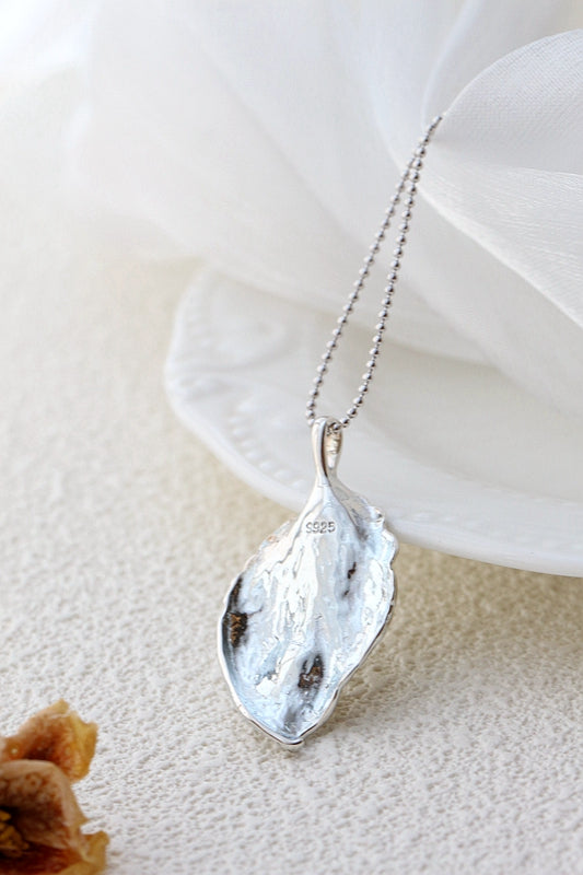 Authentic 925 Sterling Silver Pendant Creative Leaf Inlaid Natural Freshwater Pearl Pendants Trendy Style Women Jewelry Gift
