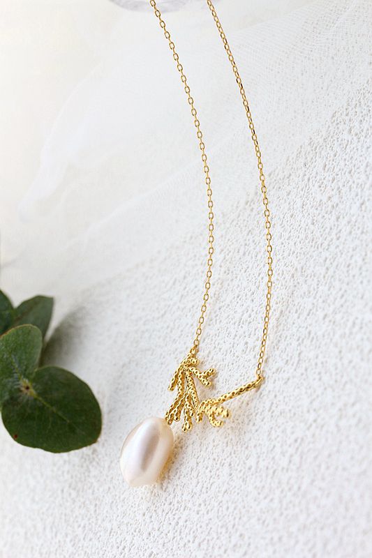 925 Sterling Silver Pendant Inlaid Natural Baroque Pearl Fashion Creative 18K Gold Plated Necklace