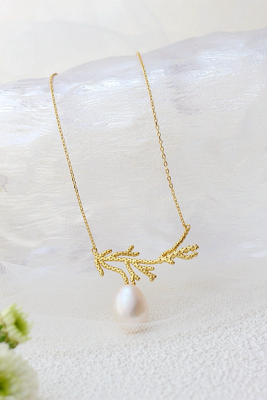 925 Sterling Silver Pendant Inlaid Natural Baroque Pearl Fashion Creative 18K Gold Plated Necklace