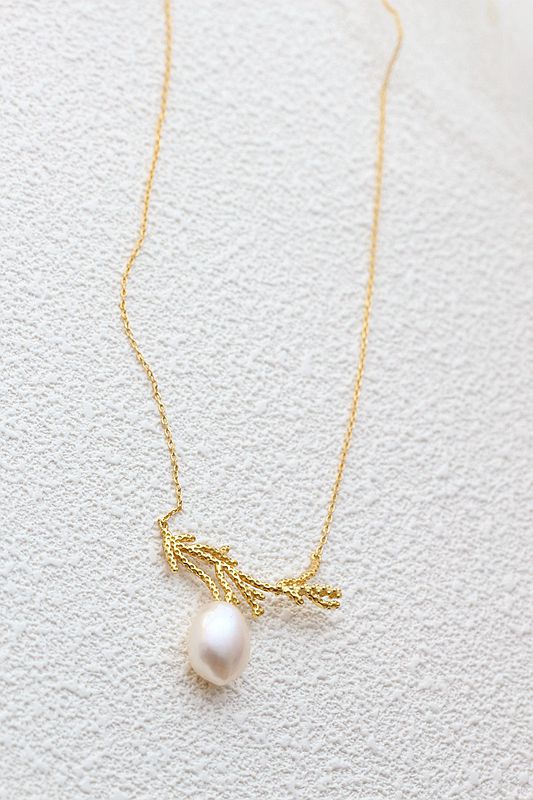925 Sterling Silver Pendant Inlaid Natural Baroque Pearl Fashion Creative 18K Gold Plated Necklace