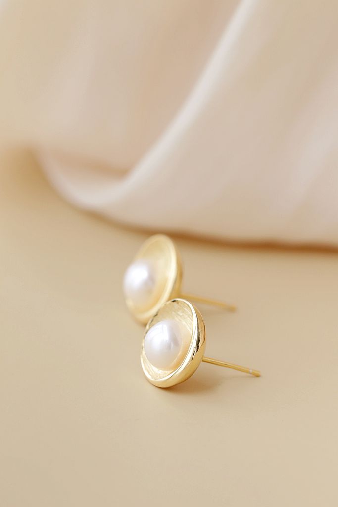 925 Sterling Silver Earring Fashion Natural Freshwater Pearl 18K Gold Plated Egglike Shape Earring Women Jewelry Gift