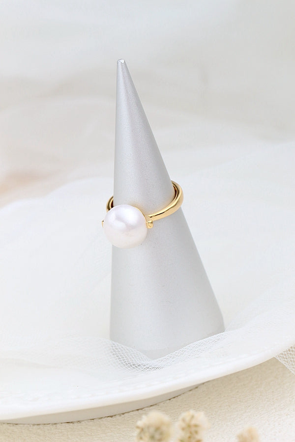 925 Sterling Silver Ring Inlaid Natural Freshwater Pearl Opening Adjustable Rings 18K Gold Plated