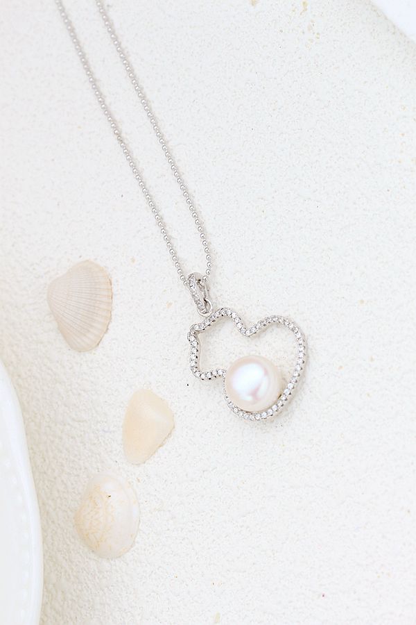 925 Sterling Silver Pendant Handmade Inlaid Natural Freshwater Pearl Pendant