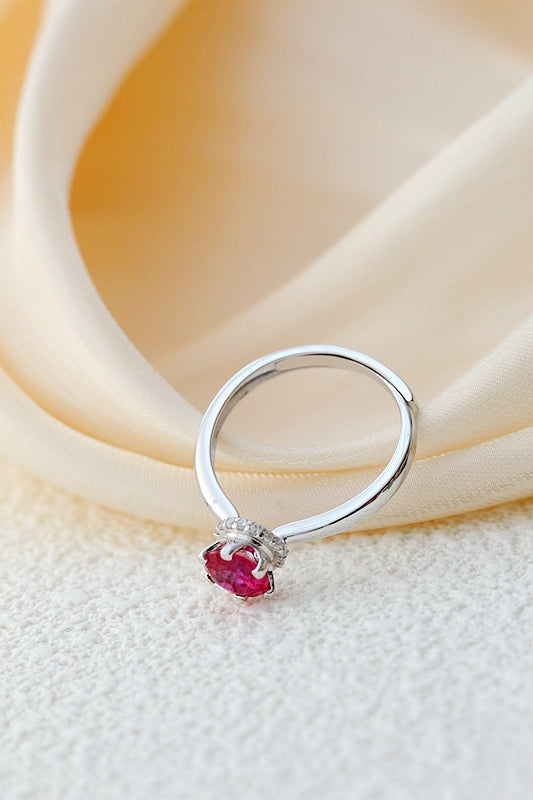 Authentic 925 Sterling Silver Rings Inlaid Artificial Ruby Creative Trendy Opening Adjustable Ring Lady Fine Jewelry Gift