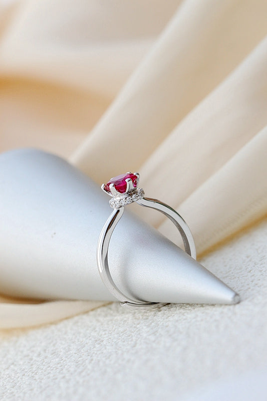 Authentic 925 Sterling Silver Rings Inlaid Artificial Ruby Creative Trendy Opening Adjustable Ring Lady Fine Jewelry Gift