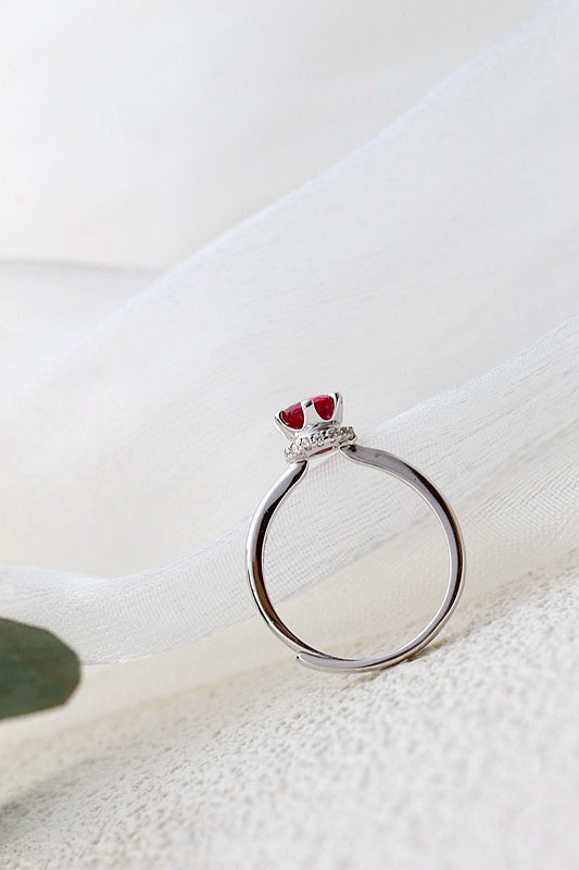 Authentic 925 Sterling Silver Rings Inlaid Artificial Ruby Creative Trendy Opening Adjustable Ring Lady Fine Jewelry Gift