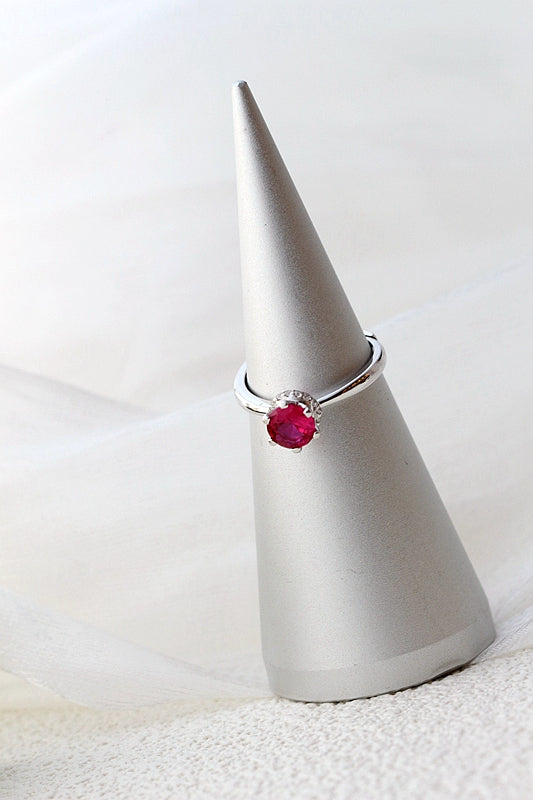 Authentic 925 Sterling Silver Rings Inlaid Artificial Ruby Creative Trendy Opening Adjustable Ring Lady Fine Jewelry Gift