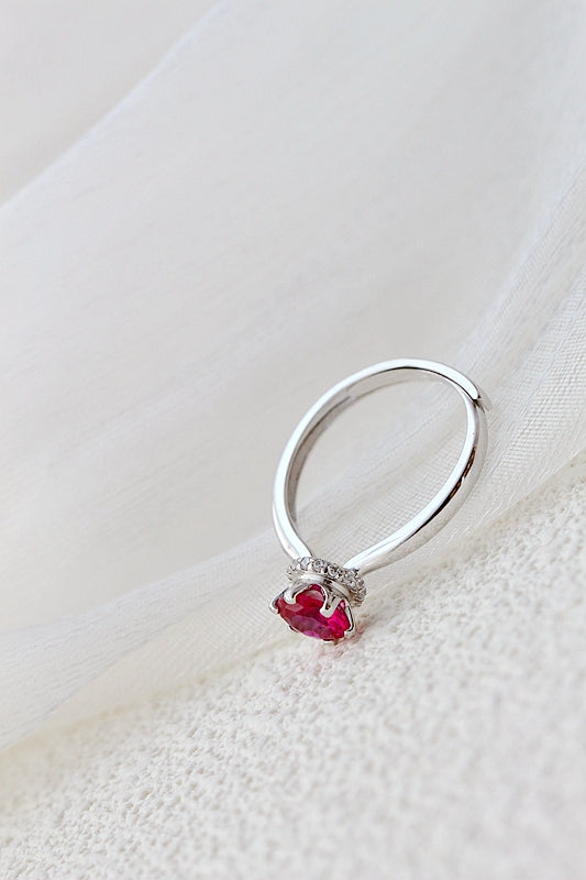 Authentic 925 Sterling Silver Rings Inlaid Artificial Ruby Creative Trendy Opening Adjustable Ring Lady Fine Jewelry Gift