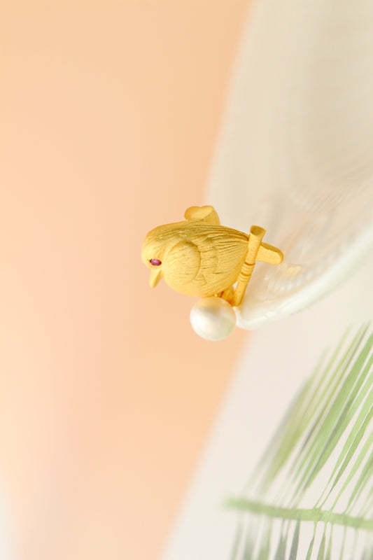 Authentic 925 Sterling Silver Brooch 18K Gold Plated Little Birds Inlaid Natural Freshwater Pearl Trendy Style Jewelry Gift
