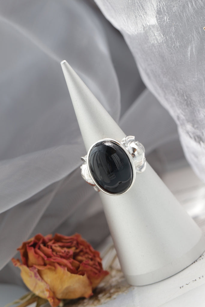 Authentic 925 Sterling Silver Ring Inlaid Natural Black Agate Elephant Motifs Rings Elegant and Dignified Trendy Jewelry Gift