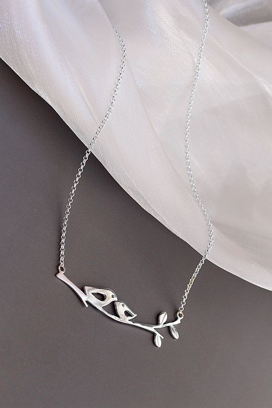 925 Sterling Silver Pendant with Silver Necklace Fashion Style Creative Bird Branch Silver Pendant