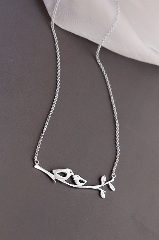 925 Sterling Silver Pendant with Silver Necklace Fashion Style Creative Bird Branch Silver Pendant