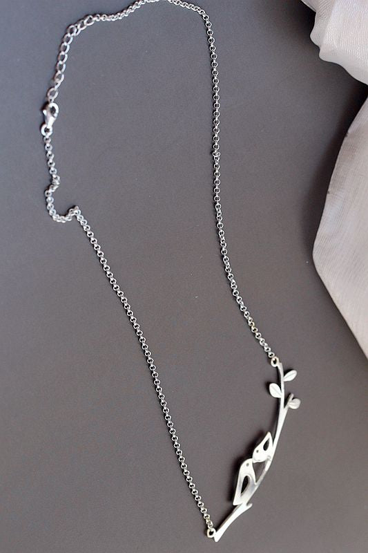 925 Sterling Silver Pendant with Silver Necklace Fashion Style Creative Bird Branch Silver Pendant