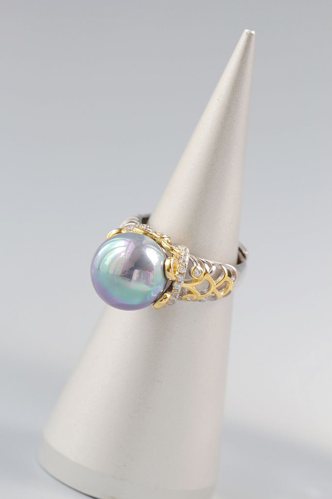 925 Sterling Silver Lady Retro Style Charm Rings Inlaid Trendy Imitation Pearl Opening Adjustable Ring