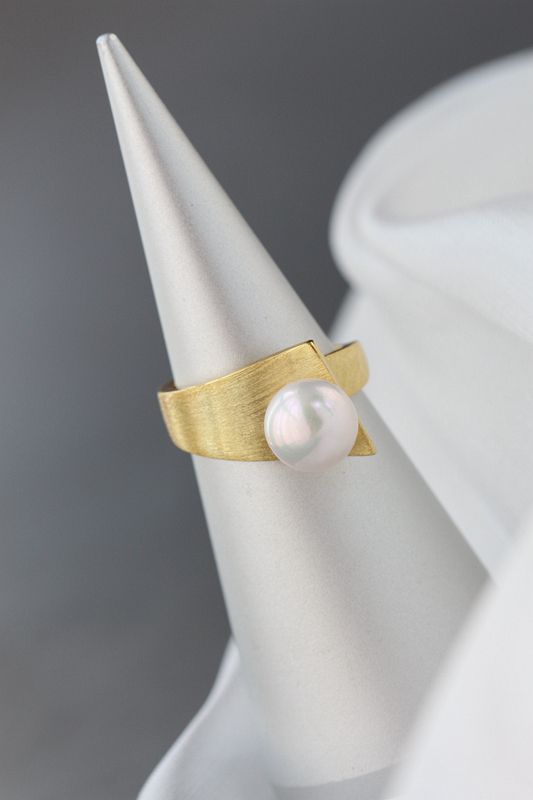 18K Gold Plated Women Ring Inlaid Natural Pearl Shellfish Handmade Creative 925 Sterling Silver Rings Fine Jewelry Gift