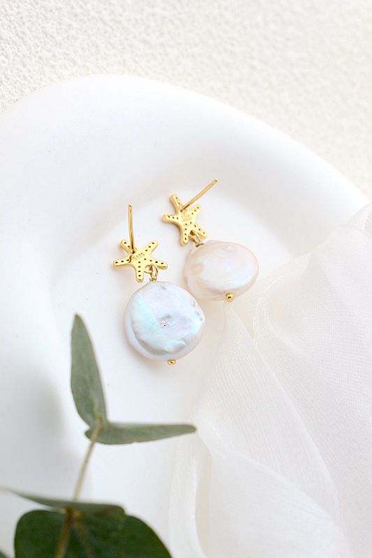 Handmade Creative Female Trendy Natural Baroque Freshwater Pearl Little Starfish 925 Sterling Silver Earring Fine Jewelry Gift