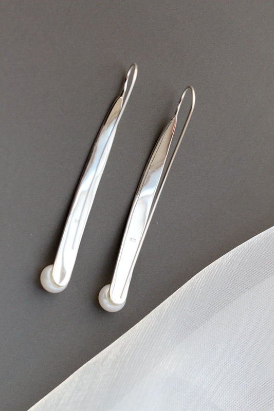 Authentic 925 Sterling Silver Lady Retro Style Charm Natural Freshwater Pearl Trendy Long Earrings Wedding Party Fine Jewelry