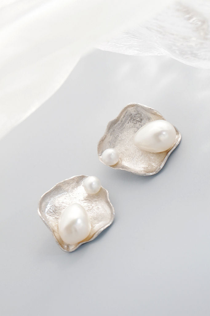 Natural Baroque Freshwater Pearl Personality Irregular Wire-drawing Technique 925 Sterling Silver Earring Elegance Jewelry Gift