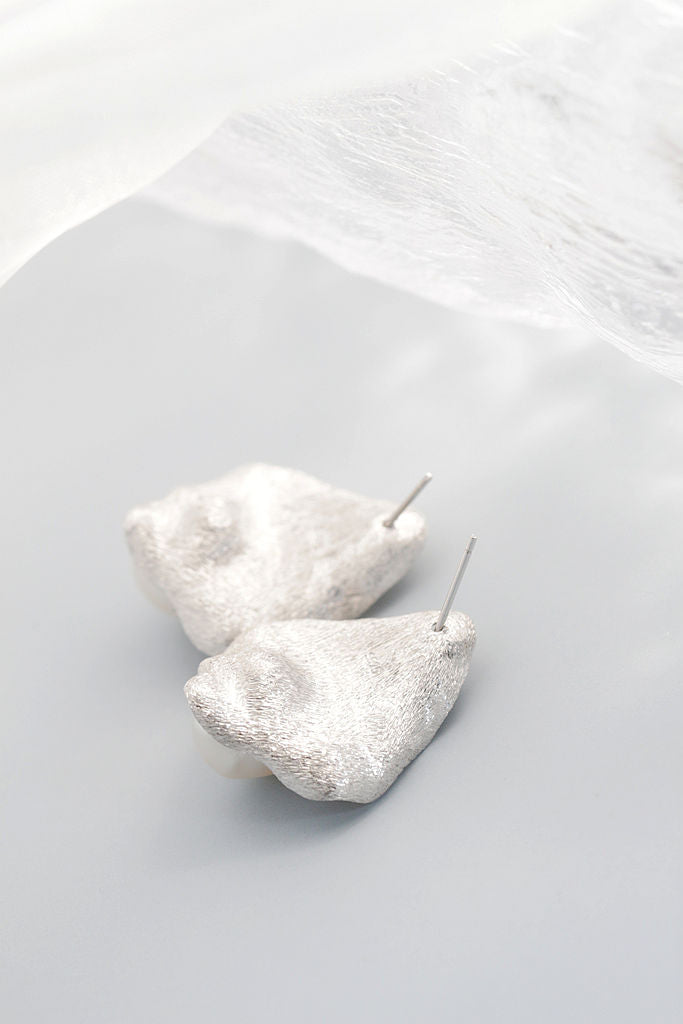 Natural Baroque Freshwater Pearl Personality Irregular Wire-drawing Technique 925 Sterling Silver Earring Elegance Jewelry Gift