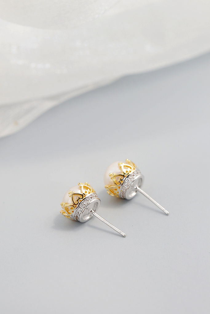 Inlaid Natural Freshwater Pearl Authentic 925 Sterling Silver Earstuds Fashion Lady Earrings Small And Delicate Jewelry Gift