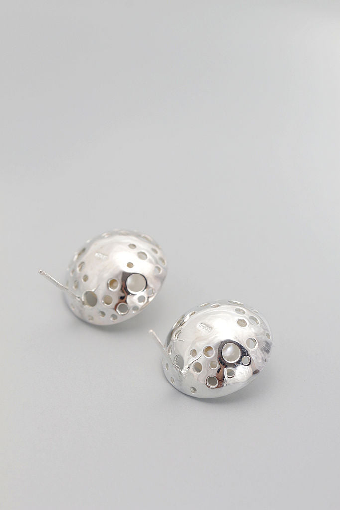 Authentic 925 Sterling Silver Earstuds Inlaid Natural Freshwater Pearl Gentle Graceful Circular Shape Earring Jewelry Gift