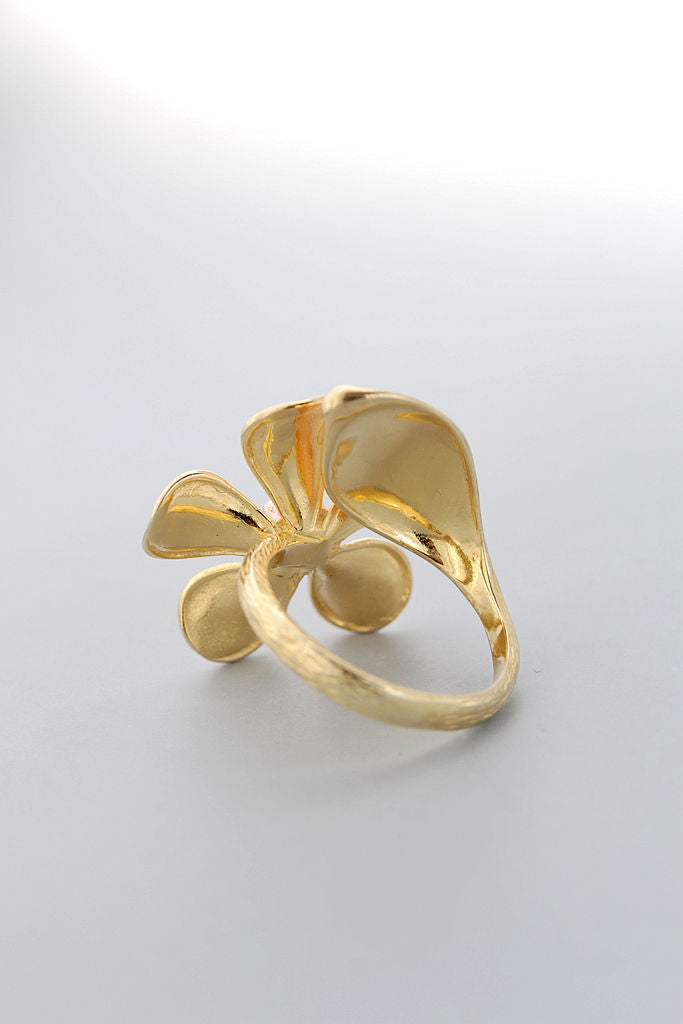 Authentic 925 Sterling Silver Rings Inlaid Natural Freshwater Pearl 18K Gold Plated Petal Fashion Women Opening Adjustable Ring