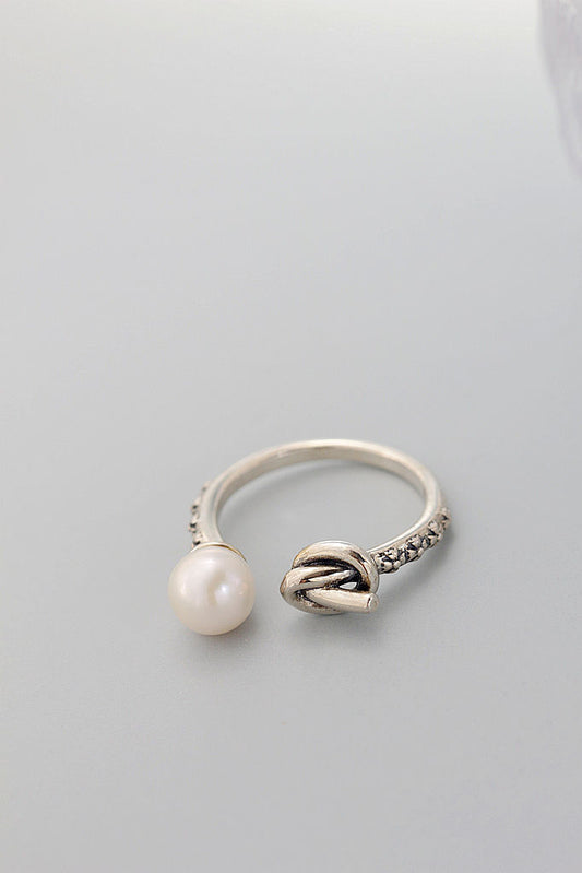 Authentic 925 Sterling Silver Ring Inlaid Natural Freshwater pearl Opening Adjustable Rings Handmade Creative Fine Jewelry Gift