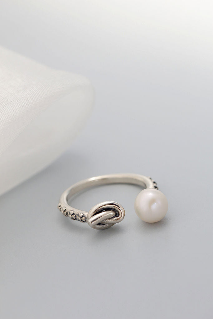 Authentic 925 Sterling Silver Ring Inlaid Natural Freshwater pearl Opening Adjustable Rings Handmade Creative Fine Jewelry Gift
