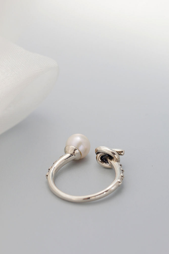 Authentic 925 Sterling Silver Ring Inlaid Natural Freshwater pearl Opening Adjustable Rings Handmade Creative Fine Jewelry Gift