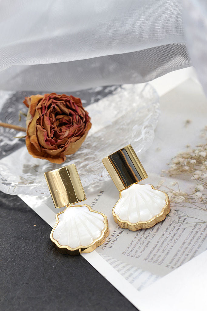 Authentic S925 Sterling Silver Earrings Inlaid Natural Shell 18K Gold Plating Earring Fashion Elegance Women Jewelry Gift