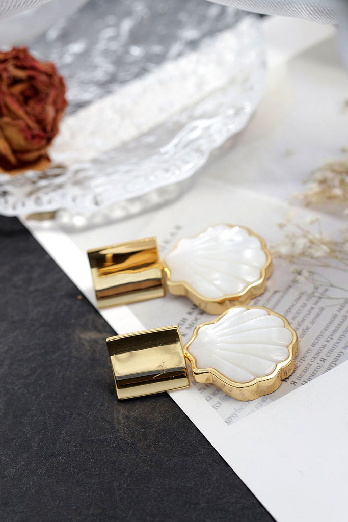 Authentic S925 Sterling Silver Earrings Inlaid Natural Shell 18K Gold Plating Earring Fashion Elegance Women Jewelry Gift