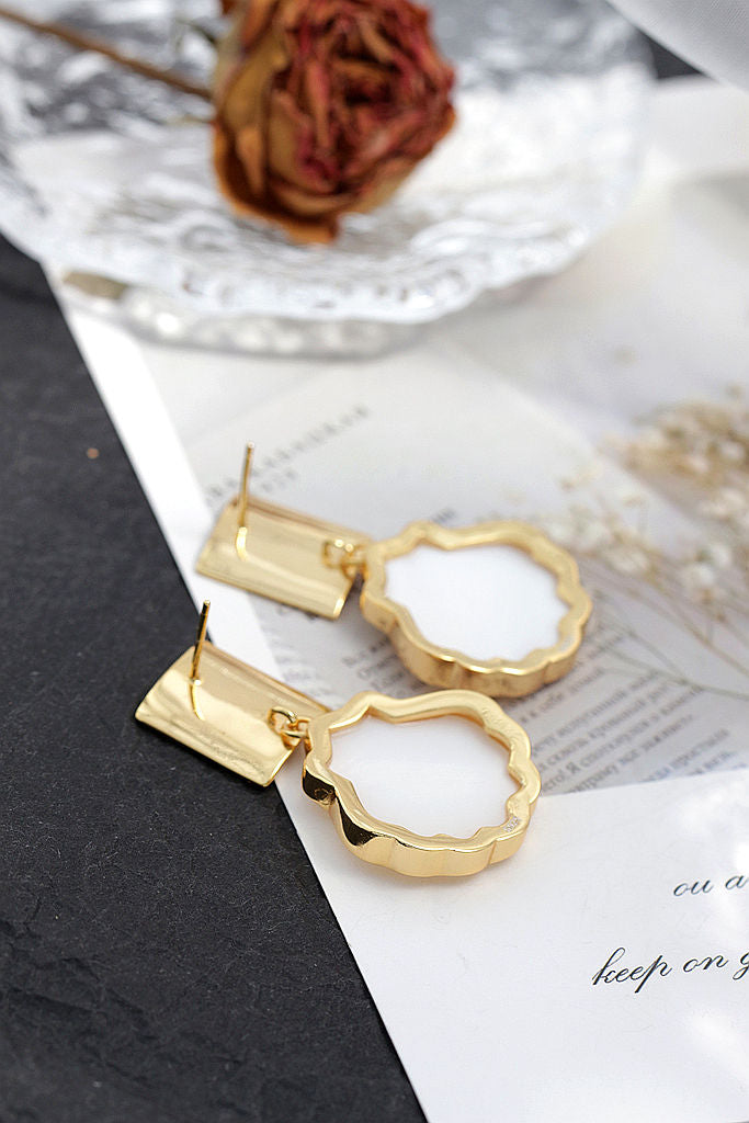 Authentic S925 Sterling Silver Earrings Inlaid Natural Shell 18K Gold Plating Earring Fashion Elegance Women Jewelry Gift
