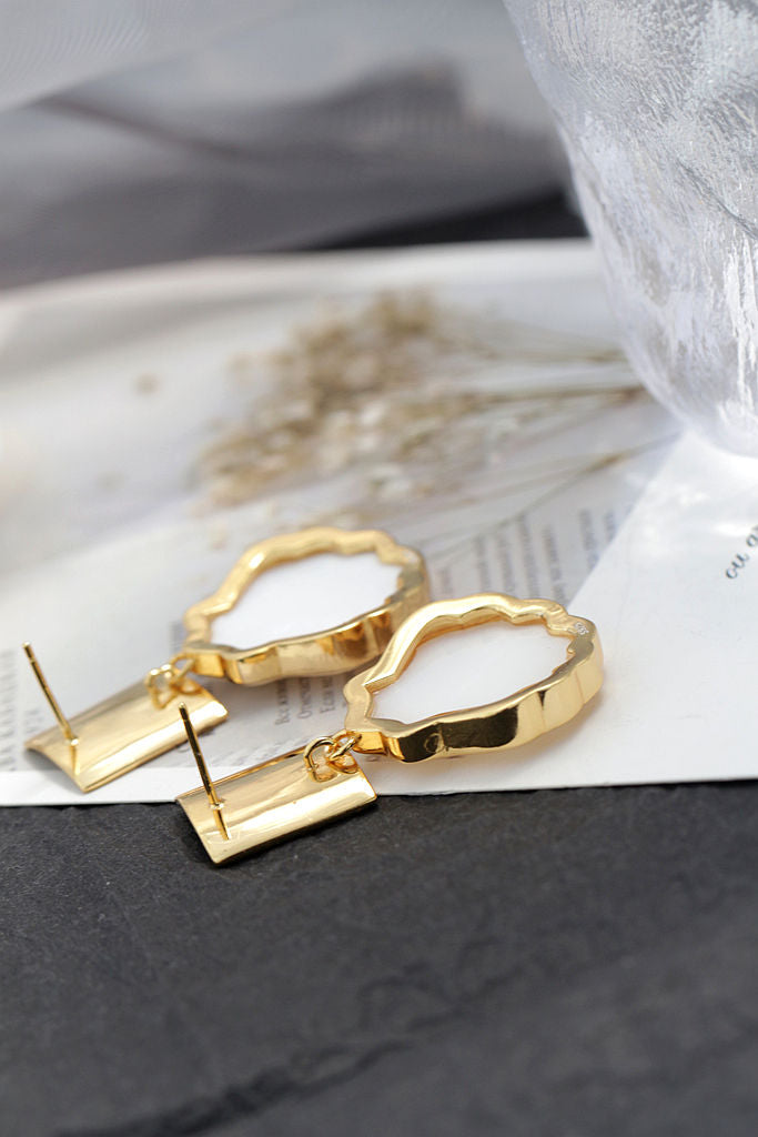 Authentic S925 Sterling Silver Earrings Inlaid Natural Shell 18K Gold Plating Earring Fashion Elegance Women Jewelry Gift
