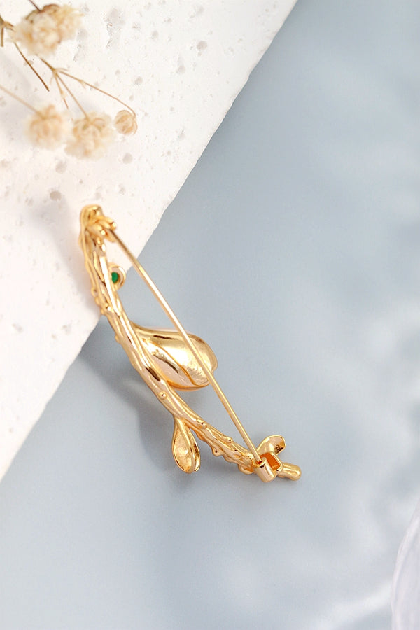 925 Sterling Silver Brooch Inlaid Natural Freshwater Pearl Shellfish 18K Gold Plated Brooch Trendy Jewelry Gift
