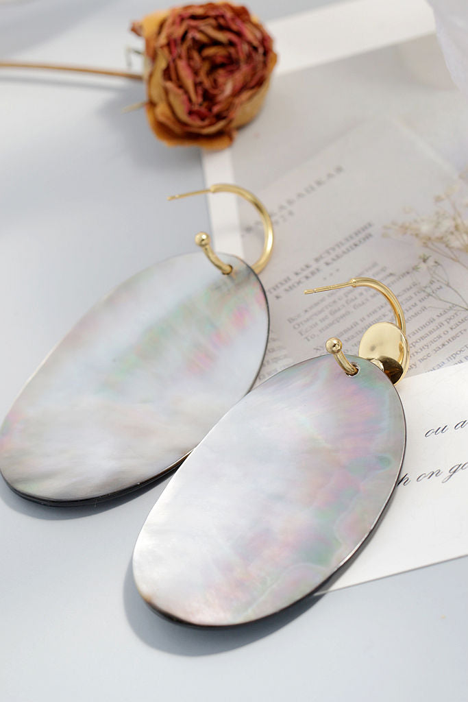 Simple yet Bold 925 Sterling Silver Earring Fashion Elegant Natural Black Shell 18K Gold Plating Earring Jewelry Women Gift