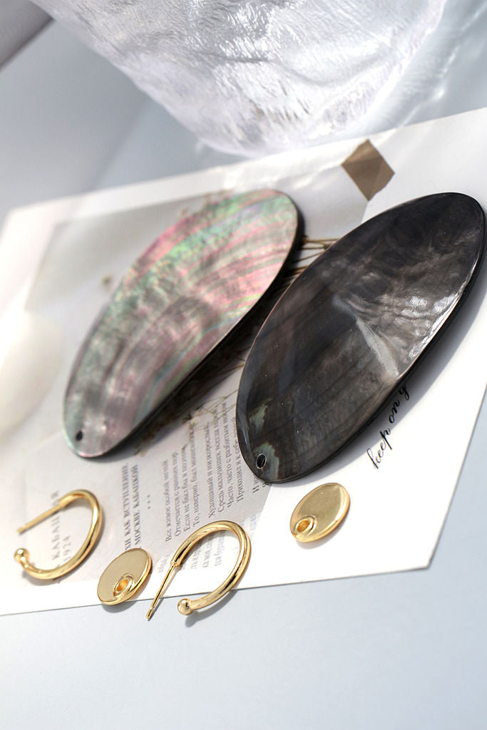Simple yet Bold 925 Sterling Silver Earring Fashion Elegant Natural Black Shell 18K Gold Plating Earring Jewelry Women Gift
