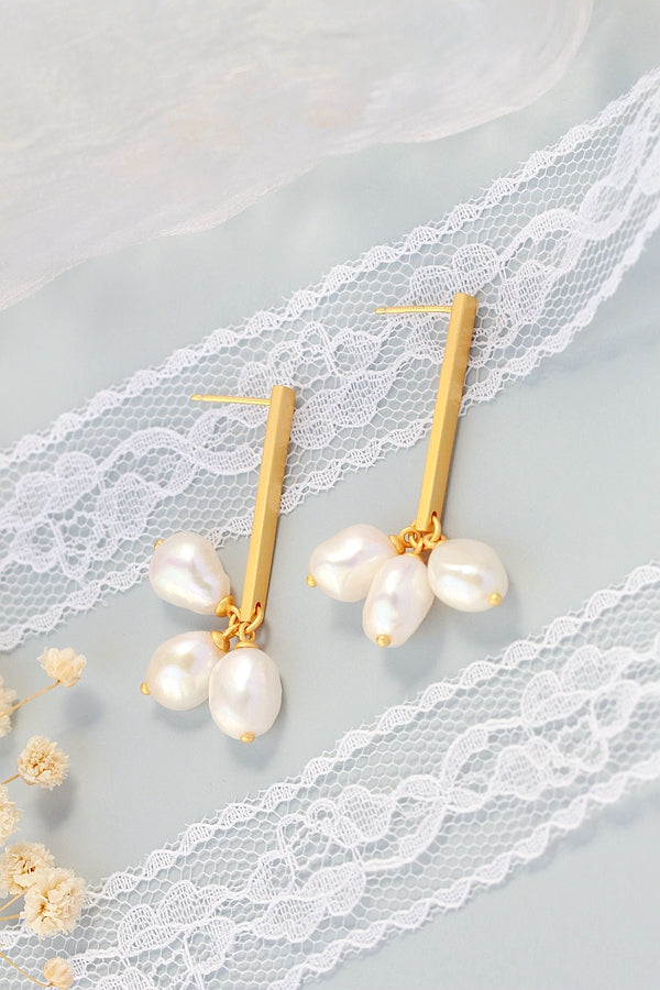 Handmade Creative Female Trendy Natural Baroque Freshwater Pearl 925 Sterling Silver Earring Tide Flow High Quality Jewelry Gift