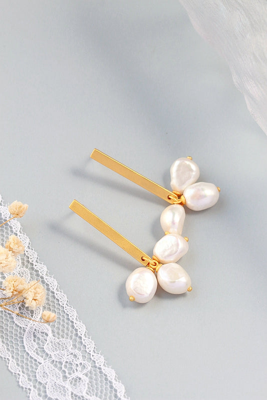 Handmade Creative Female Trendy Natural Baroque Freshwater Pearl 925 Sterling Silver Earring Tide Flow High Quality Jewelry Gift