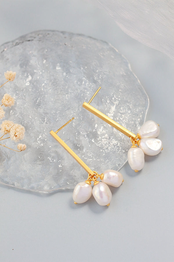 Handmade Creative Female Trendy Natural Baroque Freshwater Pearl 925 Sterling Silver Earring Tide Flow High Quality Jewelry Gift