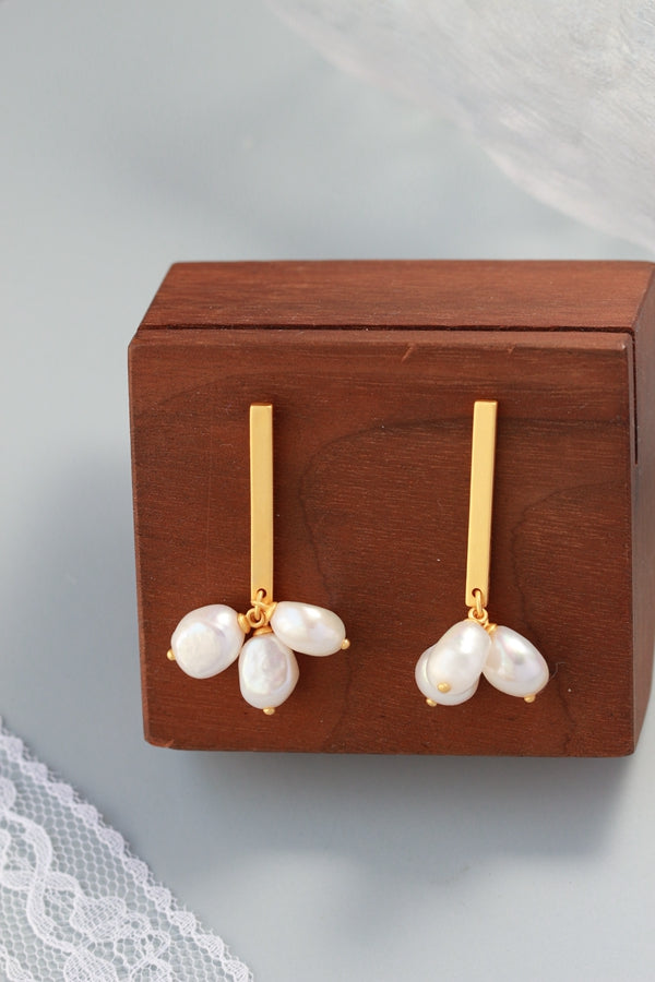 Handmade Creative Female Trendy Natural Baroque Freshwater Pearl 925 Sterling Silver Earring Tide Flow High Quality Jewelry Gift
