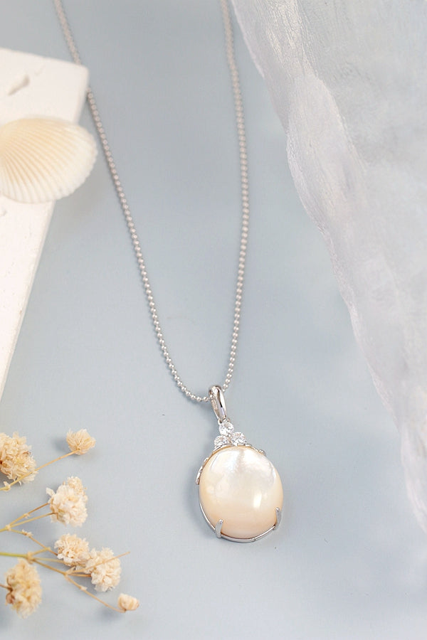 925 Sterling Silver Pendant Inlaid Natural Pearl Shellfish Fashion Lady Silver Ornament High Quality Jewelry Gift