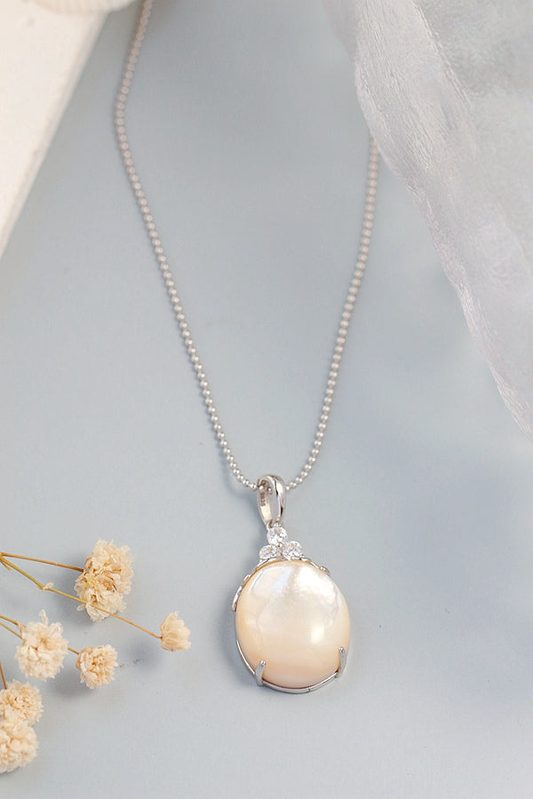 925 Sterling Silver Pendant Inlaid Natural Pearl Shellfish Fashion Lady Silver Ornament High Quality Jewelry Gift