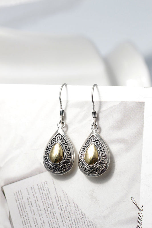 Baroque Vintage Style 925 Sterling Silver Earrings Classic Elegant Teardrop-shaped Handcrafted Silver Earrings Jewelry Gift