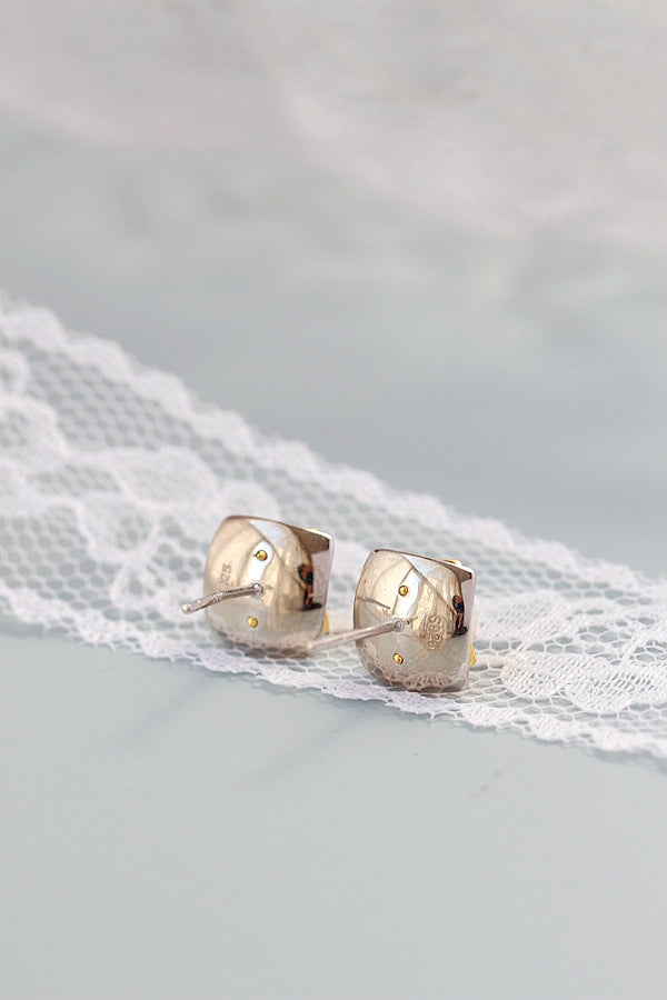 925 Sterling Silver Inlaid Natural Freshwater Pearl Fashion Handwork Creative Idea Stereoscopic Square Silver Earring